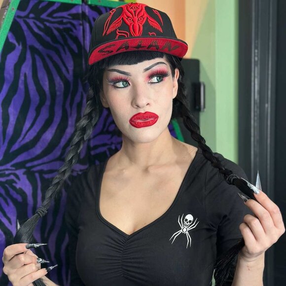 Satanic Goathead Snapback Baseball Hat Cap Kreepsville Baphomet Embroidered New - Picture 4 of 7